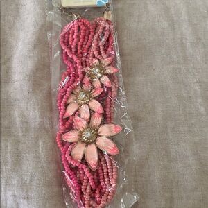 Pink Floral Beaded Necklace